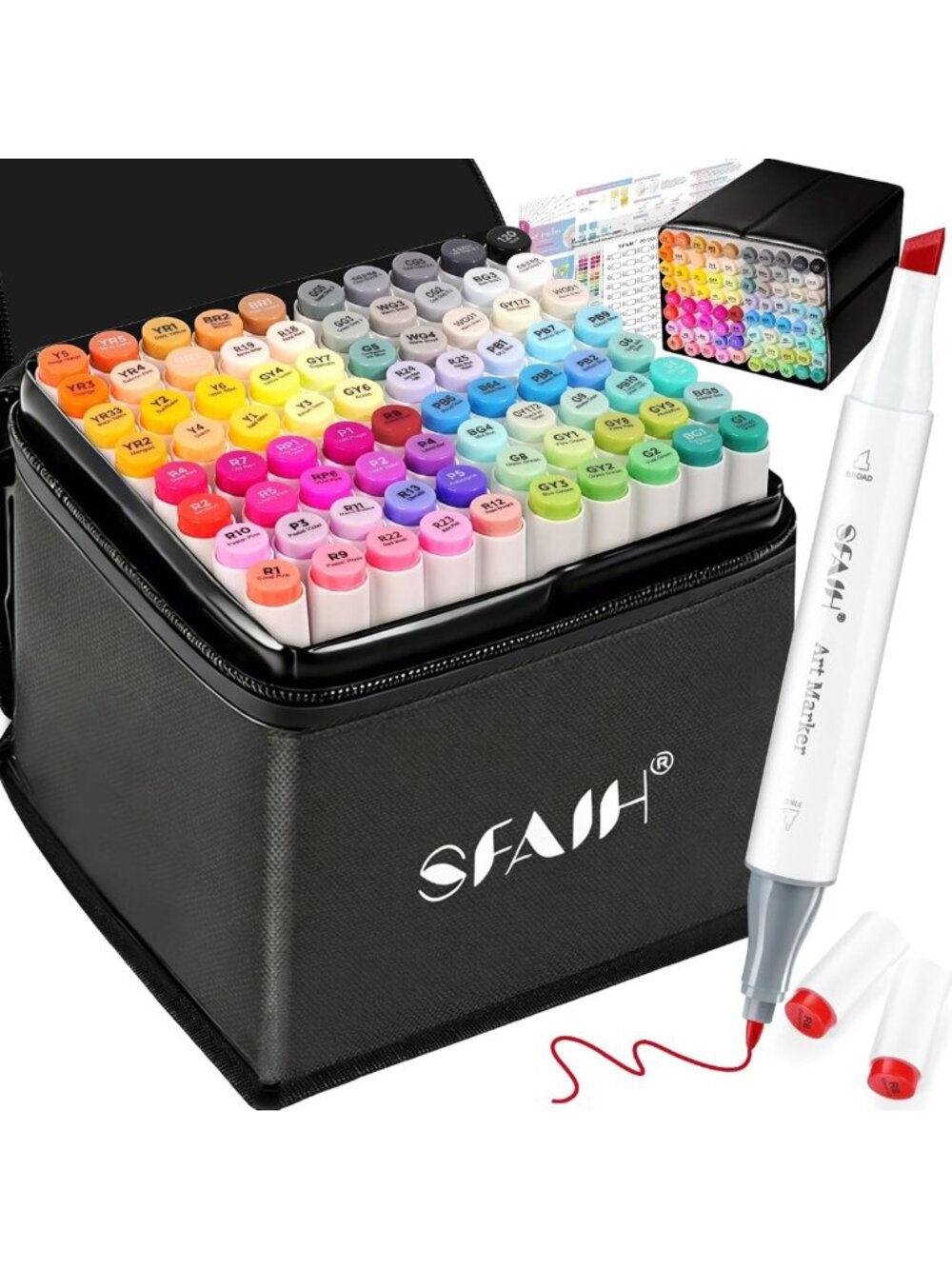 Dual Tip Alcohol Markers Set - 81 Vibrant Colors, Chisel & Fine Tips for Art